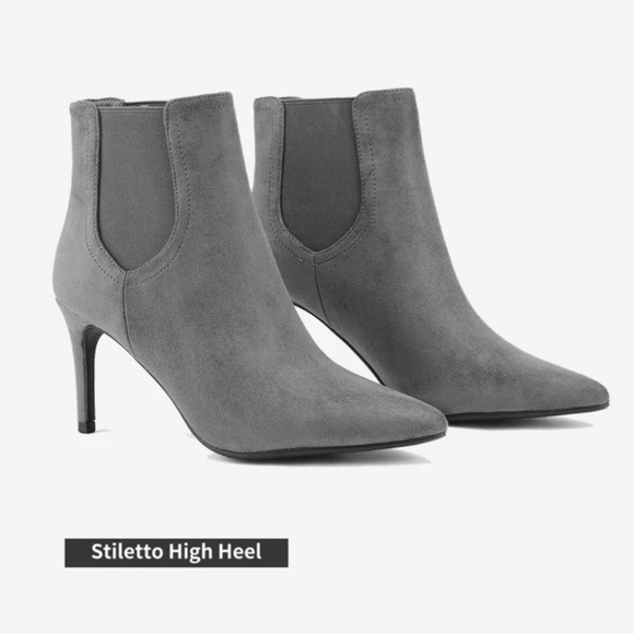 Dream Pairs Grey Suede Stiletto Ankle Boots Women’s Pointed Toe Heel High 3.25” - Picture 4 of 17